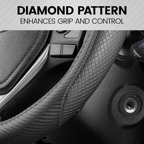 BDK GripTech Plush Fuzzy Steering Wheel Cover for Car Truck Van SUV, Standard 15 inch Size, Soft Black Fluffy Exterior, Comfortable Ergonomic Car Steering Wheel Cover in Saudi Arabia