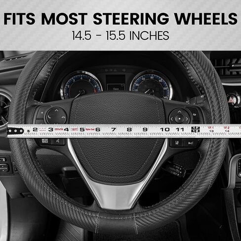 BDK GripTech Plush Fuzzy Steering Wheel Cover for Car Truck Van SUV, Standard 15 inch Size, Soft Black Fluffy Exterior, Comfortable Ergonomic Car Steering Wheel Cover in Saudi Arabia