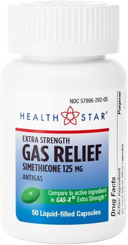 GeriCare Simethicone 125mg Extra Strength, Gas Relief Softgels, Relieves Stomach Pressure, Bloating and Fullness, 50 Count (Pack of 1) in Saudi Arabia