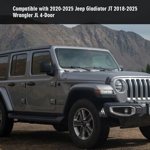 حاجب النافذة الجانبية واقيات المطر لـ 2020-2025 Jeep Gladiator JT 2018-2025 Wrangler JL 4 أبواب، شريط على واقيات الرياح in Kuwait