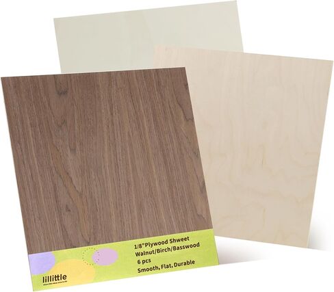 6 Pack Walnut Wood Sheets, 12 x 12 x 1/8 Inch Basswood + Walnut + Birch, Wood for Laser Cutting and Engraving, 3mm Plywood for Laser Cutting, Wood for Crafts, Laser Engraving Blanks, Unfinished Wood in Saudi Arabia