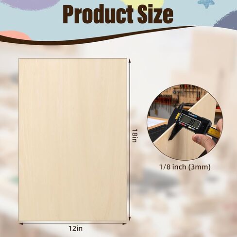 12 Pack Basswood Sheets 12"x18"x1/8", 3mm Basswood for Laser Cutting and Engraving, Laser Engraving Blanks, Thin Plywood Sheets Unfinished Wood for Crafts, DIY Models and Ornaments, Wood Burning in Saudi Arabia