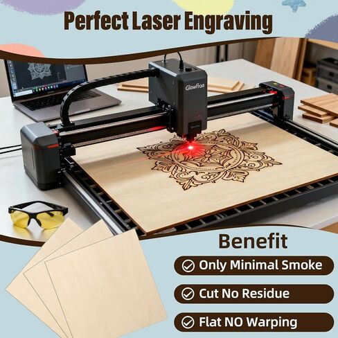 12 Pack Basswood Sheets 12"x18"x1/8", 3mm Basswood for Laser Cutting and Engraving, Laser Engraving Blanks, Thin Plywood Sheets Unfinished Wood for Crafts, DIY Models and Ornaments, Wood Burning in Saudi Arabia