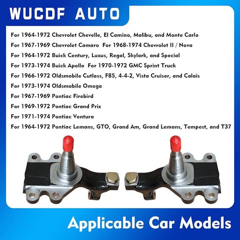 2" Drop Spindles Steering Knuckles For 1964-1974 Chevrolet Chevelle EL Camino Nova Camaro For 1970-1972 GMC Sprint For 1964-1974 Buick For 1964-1972 Pontiac in Saudi Arabia