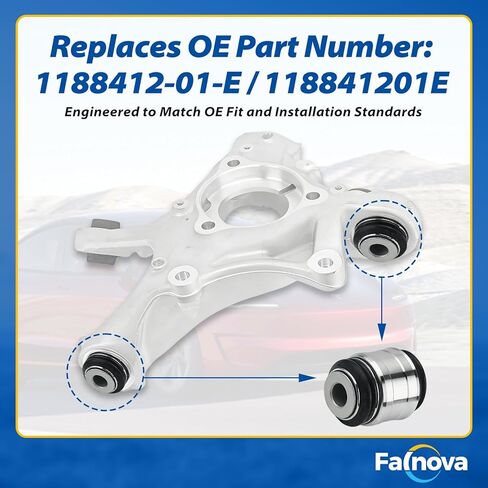 Rear Suspension Steering Knuckle Bushing Replacement, Compatible with Tesla Model 3 2017–2025 & Model Y 2020–2025, Left/Right Rear Knuckle Bushing, Replaces OE 1188412-01-E in Kuwait