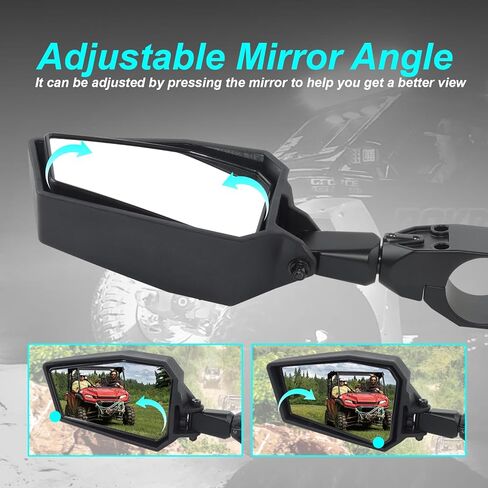 UTV Side Mirrors, Side By Side View UTV Mirror Fits 1.75"-2.0" Roll Cage, Compatible with Polaris Ranger and RZR, Can Am Defender X3, Honda Pioneer Talon SXS, Kawasaki Mule KRX (Side Mirror) in Saudi Arabia