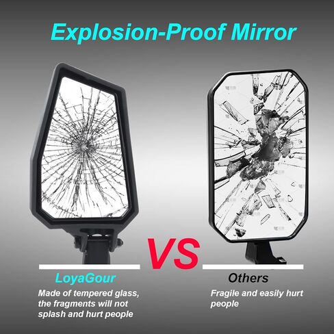 UTV Side Mirrors, Side By Side View UTV Mirror Fits 1.75"-2.0" Roll Cage, Compatible with Polaris Ranger and RZR, Can Am Defender X3, Honda Pioneer Talon SXS, Kawasaki Mule KRX (Side Mirror) in Saudi Arabia