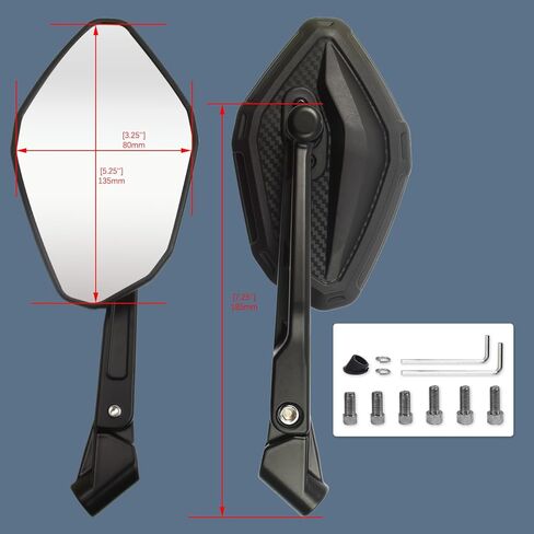 Motorcycle ATV Mirrors for Handlebars Universal Wide-Angle Side Rearview Mirrors with M8 M10 Bolts for ATV Scooter Dirt Bike Cruiser in Saudi Arabia