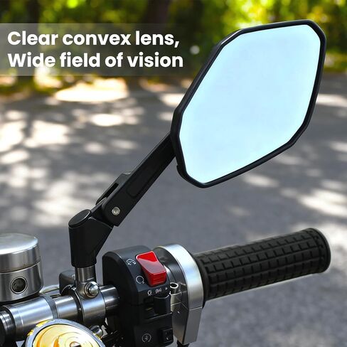 Motorcycle ATV Mirrors for Handlebars Universal Wide-Angle Side Rearview Mirrors with M8 M10 Bolts for ATV Scooter Dirt Bike Cruiser in Saudi Arabia