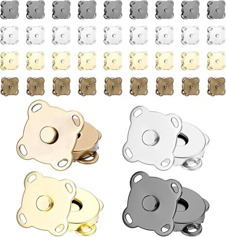 40 Sets Magnetic Snaps for Purses, Sew On Magnetic Snap Buttons Closures for Purses Bags, Clothing, Sewing DIY Craft (14 mm/0.55", 4 Colors) in Saudi Arabia