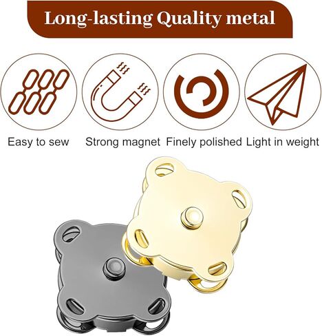 40 Sets Magnetic Snaps for Purses, Sew On Magnetic Snap Buttons Closures for Purses Bags, Clothing, Sewing DIY Craft (14 mm/0.55", 4 Colors) in Saudi Arabia