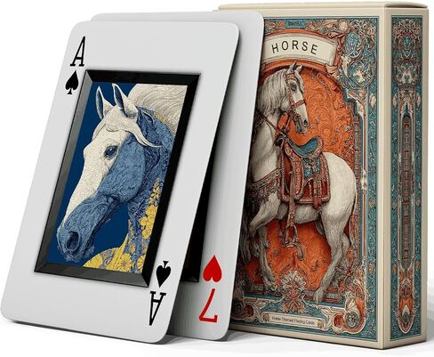 Art Horse Theme Playing Cards, 54 High-Definition Exquisite Illustrations, Double-Sided Embossed Anti-Slip Cards, High-End Positioning Playing Cards, Ideal for Collection. in Saudi Arabia