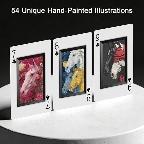 Art Horse Theme Playing Cards, 54 High-Definition Exquisite Illustrations, Double-Sided Embossed Anti-Slip Cards, High-End Positioning Playing Cards, Ideal for Collection. in Saudi Arabia
