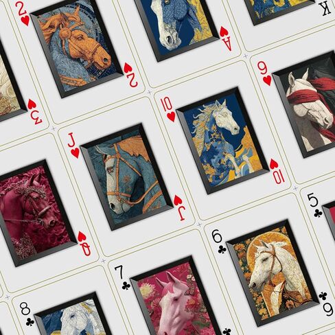 Art Horse Theme Playing Cards, 54 High-Definition Exquisite Illustrations, Double-Sided Embossed Anti-Slip Cards, High-End Positioning Playing Cards, Ideal for Collection. in Saudi Arabia