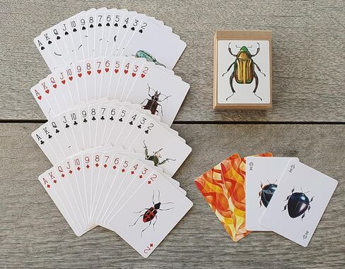 Bugs Kingdom Playing Cards (Poker Deck 54 Cards All Different) Beetles Bugs Entomology Art Creepy Crawlies and Quirky Insect Unique Vintage Illustration Designs in Saudi Arabia