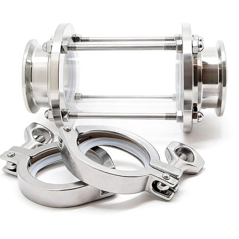 QiiMii 2" in-Line Sight Glass with Clamp End, Flow Sanitary Straight Sight Glass Tri-clamp, with 2 pcs 2" Tri-clamp and Silicone Gasket in Saudi Arabia