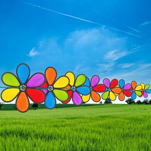 10 Meters 8 Pieces Windmill, Garden Wheel Spinner, DIY Pinwheel, Colorful Pin Wheel, Fabric Windmill Wheel, 12.2inch Large Whirligigs Windmill, Outdoor Courtyard, Lawn, Decoration Wind Spinner in Saudi Arabia