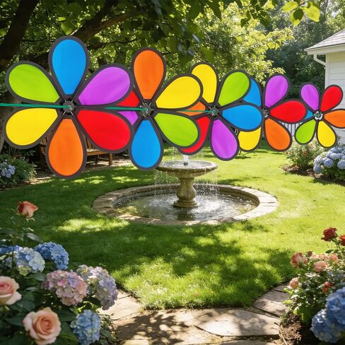 10 Meters 8 Pieces Windmill, Garden Wheel Spinner, DIY Pinwheel, Colorful Pin Wheel, Fabric Windmill Wheel, 12.2inch Large Whirligigs Windmill, Outdoor Courtyard, Lawn, Decoration Wind Spinner in Saudi Arabia
