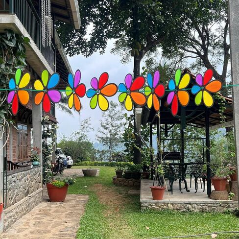 10 Meters 8 Pieces Windmill, Garden Wheel Spinner, DIY Pinwheel, Colorful Pin Wheel, Fabric Windmill Wheel, 12.2inch Large Whirligigs Windmill, Outdoor Courtyard, Lawn, Decoration Wind Spinner in Saudi Arabia