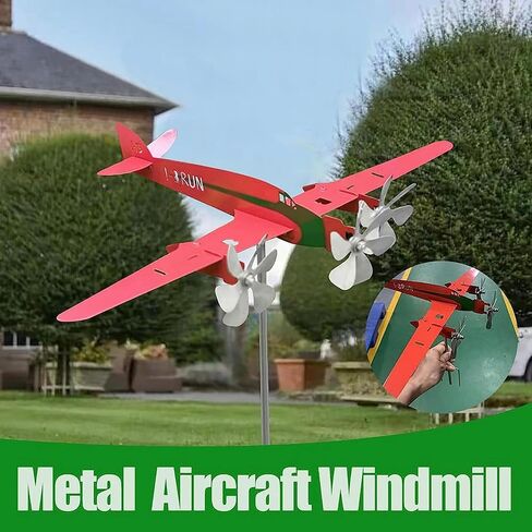 Airplane Wind Spinner, Metal Airplane Weathervane Outdoor Wind Sculpture Outdoor Weathervanes Decor for Garden Yard Patio in Kuwait