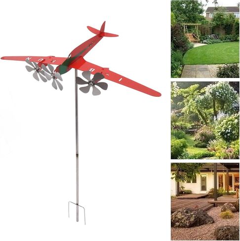 Airplane Wind Spinner, Metal Airplane Weathervane Outdoor Wind Sculpture Outdoor Weathervanes Decor for Garden Yard Patio in Kuwait