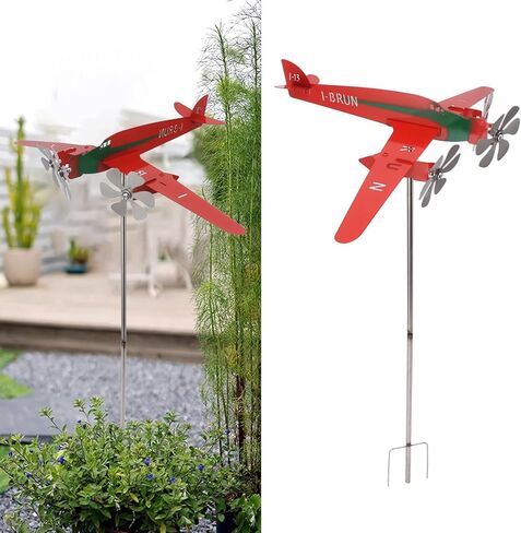 Airplane Wind Spinner, Metal Airplane Weathervane Outdoor Wind Sculpture Outdoor Weathervanes Decor for Garden Yard Patio in Kuwait