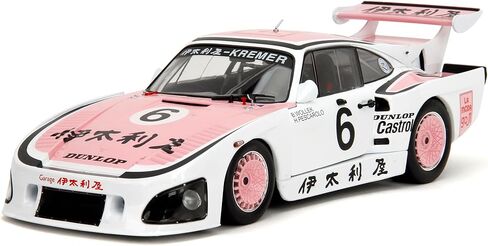 Jada Pink Slips 1981 Porsche 935 K3-1:18 نموذج Diecast مع أبواب مفتوحة وتوجيه عمل - لهواة الجمع والمتحمسين 14+ - أبيض ووردي in Kuwait