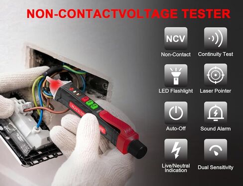 Voice broadcast voltage tester,Non Contact Voltage Tester,12V-1000V/48V-1000V Dual Range,electrical tester,Efficient Live/Hot Wire Tester,Wire Breakpoint Finder,Voltage tester with LED flashlight in Saudi Arabia