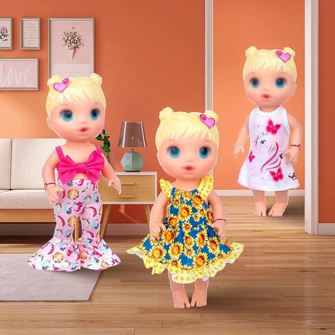 ECORELF 10Pcs Baby Doll Clothes & Accessories - Including Dresses, T-Shirts, Pants, Jumpsuit, Bell-Bottomed Pants for Kids Girls Gift 12 Inch Doll Random Style in Saudi Arabia