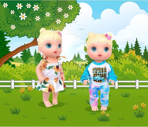 ECORELF 10Pcs Baby Doll Clothes & Accessories - Including Dresses, T-Shirts, Pants, Jumpsuit, Bell-Bottomed Pants for Kids Girls Gift 12 Inch Doll Random Style in Saudi Arabia