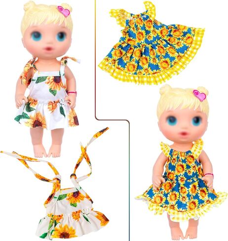 ECORELF 10Pcs Baby Doll Clothes & Accessories - Including Dresses, T-Shirts, Pants, Jumpsuit, Bell-Bottomed Pants for Kids Girls Gift 12 Inch Doll Random Style in Saudi Arabia