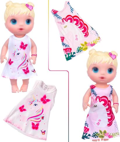 ECORELF 10Pcs Baby Doll Clothes & Accessories - Including Dresses, T-Shirts, Pants, Jumpsuit, Bell-Bottomed Pants for Kids Girls Gift 12 Inch Doll Random Style in Saudi Arabia