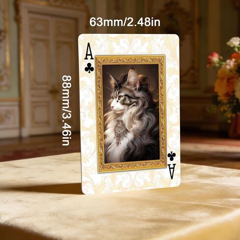 Vintage Style Royal Cat Theme Playing Cards, 54 Exquisite Unique Painted Illustrations, International Standard Size, Suitable for Party Entertainment, Playing Card Collection in Saudi Arabia