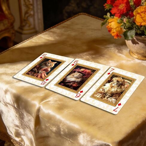 Vintage Style Royal Cat Theme Playing Cards, 54 Exquisite Unique Painted Illustrations, International Standard Size, Suitable for Party Entertainment, Playing Card Collection in Saudi Arabia
