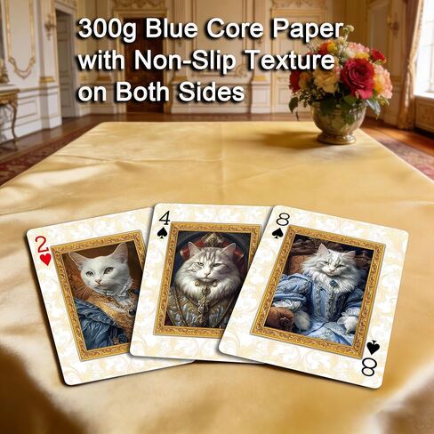 Vintage Style Royal Cat Theme Playing Cards, 54 Exquisite Unique Painted Illustrations, International Standard Size, Suitable for Party Entertainment, Playing Card Collection in Saudi Arabia