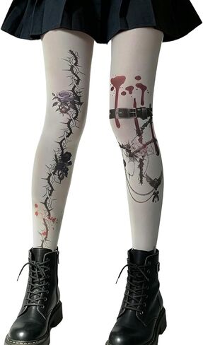 Womens Whimsy Piano Tights Funky Patterned Stockings Emo Goth Whimsy Clothes Y2k Aesthetic Girls Pantyhose in Saudi Arabia