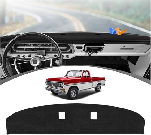 FIILINES Dash Cover for Ford F100 F250 F350 Pickup 1967-1972, Dashboard Mat Accessories Dash Cover Sunshade Nonslip Mesh Protector No Glare Black in Saudi Arabia