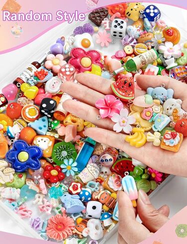 RQAYE DIY Cute charms for bracelets Resin Charms for DIY Keychain & Jewelry Making – Mini Fruit,Candy,& Animal Style Charm for Crafts in Saudi Arabia