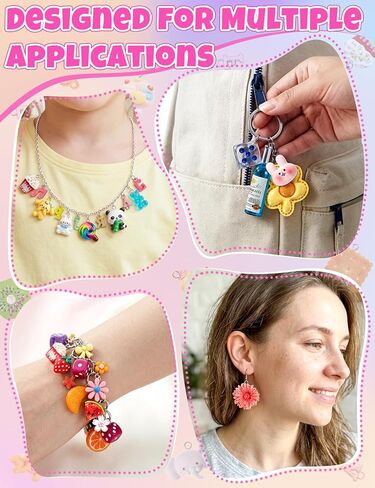 RQAYE DIY Cute charms for bracelets Resin Charms for DIY Keychain & Jewelry Making – Mini Fruit,Candy,& Animal Style Charm for Crafts in Saudi Arabia