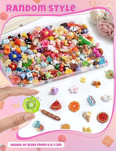 RQAYE DIY Cute charms for bracelets Resin Charms for DIY Keychain & Jewelry Making – Mini Fruit,Candy,& Animal Style Charm for Crafts in Saudi Arabia