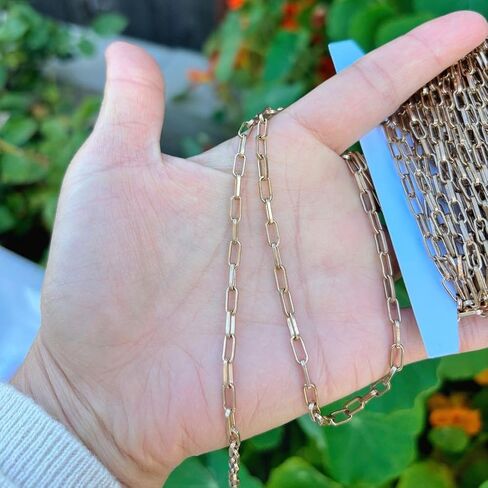 Adabele 33 قدم مشبك ورق كابل سلسلة ربط السائبة النحاس الخام غير المطلي 7.5x3.5 مللي متر كبير قوي DIY بها بنفسك الحرفية صنع المجوهرات CK10-A2 in Kuwait