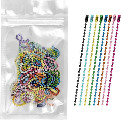 50 Pcs Mixed Color Ball Bead Chain – 2.4mm Beaded Key Ring Chain for Jewelry Making, DIY Crafts, Dog Tags, and Necklace Accessories with Connectors in Saudi Arabia