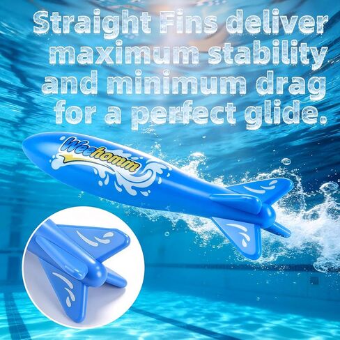 WeeHomm 9'' Toy Torpedo for Pools Diving Toys, Kids Diving Torpedo - 2 Pack Swimming Pool Toys for Boys & Girls, Sinking Water Rocket Set for Pool Games, Bath Time, Summer Outdoor Fun in Saudi Arabia