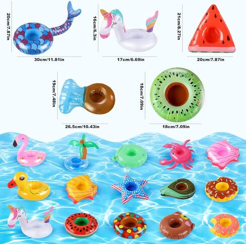 Inflatable Drink Holder, 35 Pack Drink Floaties for Pool, Pool Drink Floats for Hawaii Themed Pool Parties Cute Flamingo Inflatable Cup Holders Coasters in Saudi Arabia