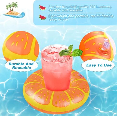 Inflatable Drink Holder, 35 Pack Drink Floaties for Pool, Pool Drink Floats for Hawaii Themed Pool Parties Cute Flamingo Inflatable Cup Holders Coasters in Saudi Arabia