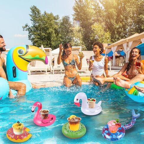 Inflatable Drink Holder, 35 Pack Drink Floaties for Pool, Pool Drink Floats for Hawaii Themed Pool Parties Cute Flamingo Inflatable Cup Holders Coasters in Saudi Arabia