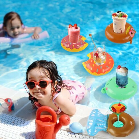 Inflatable Drink Holder, 35 Pack Drink Floaties for Pool, Pool Drink Floats for Hawaii Themed Pool Parties Cute Flamingo Inflatable Cup Holders Coasters in Saudi Arabia