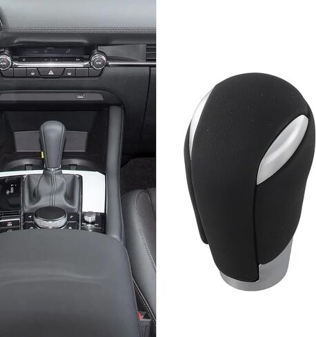 Auto Gear Shift Knob For Mazda 3 6 CX-3 CX-5 CX-8 CX-9 CX-30 2014-2021, Leather + ABS Construction, Black And Silver in Saudi Arabia