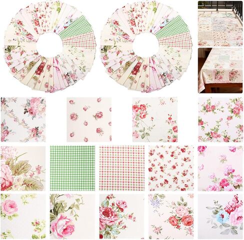 126 Pcs Charm Squares Pack for Quilting 5 inch, 100% Cotton Fabric Square Pre Cut Quilted Fabric Floral Patchwork for Sewing DIY Craft Project Blanket Making Assorted (Khaki) in Saudi Arabia