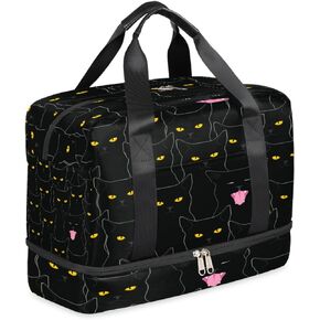Pardick Travel Duffel Bags for Men Women Weekender Bag Overnight, Carry On Tote Luggage Bag for Vacation Trip Camping Gym (Cat)